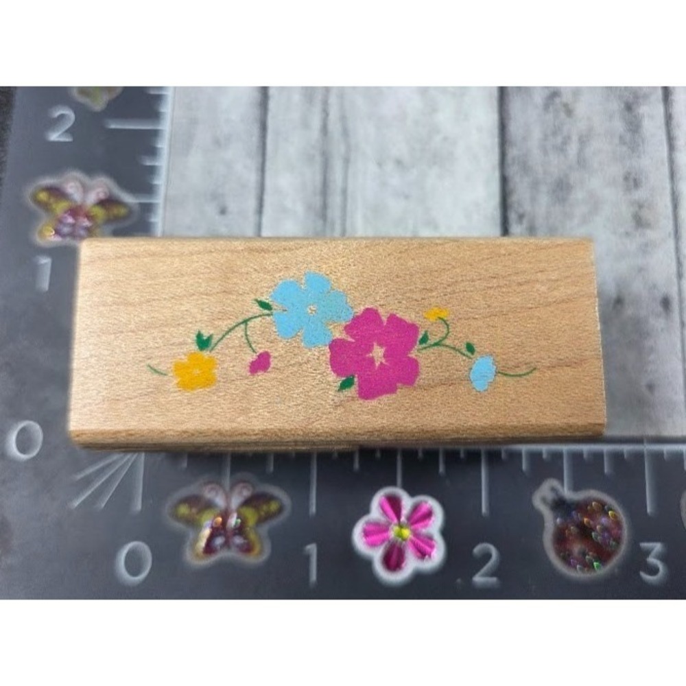 Rubber Stampede Flower Border Posh Impressions 1996 Rubber Stamp Wood #B3